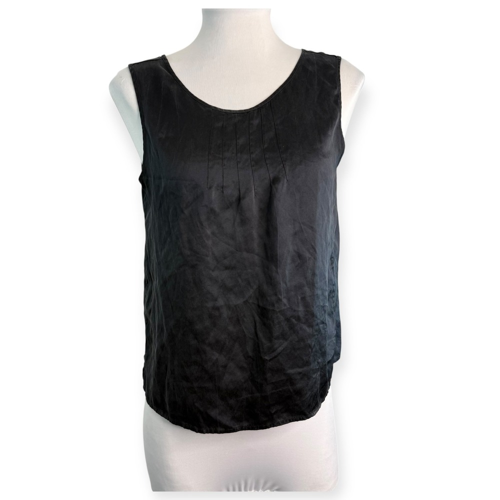 Saks Fifth Avenue Black 100% Silk Sleeveless Top Large